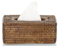 Rectangular brown rattan tissue box