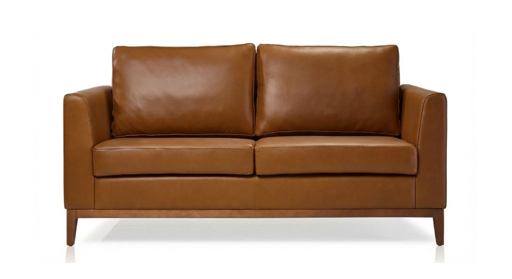 2 seater designer sofa hazelnut leather