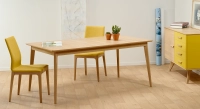 6 person oak dining table natural tint wooden top 140x90 cm