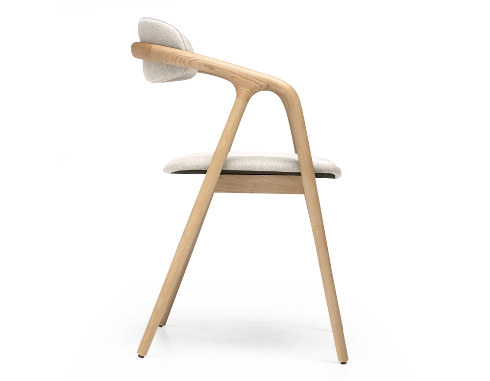 Chaise scandinave bois teinte naturelle assise tissu beige naturel