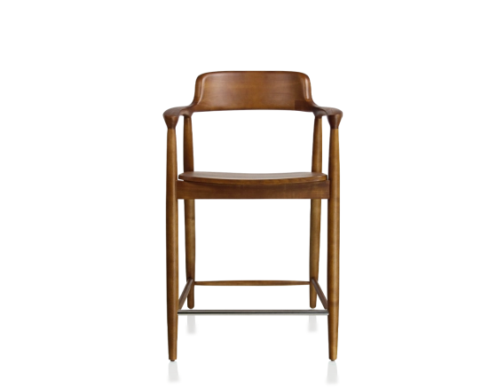 Tabouret de bar H60 cm bois teinte merisier