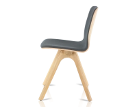 Chaise design en chêne tapissé bois teinte naturelle assise tissu gris anthracite