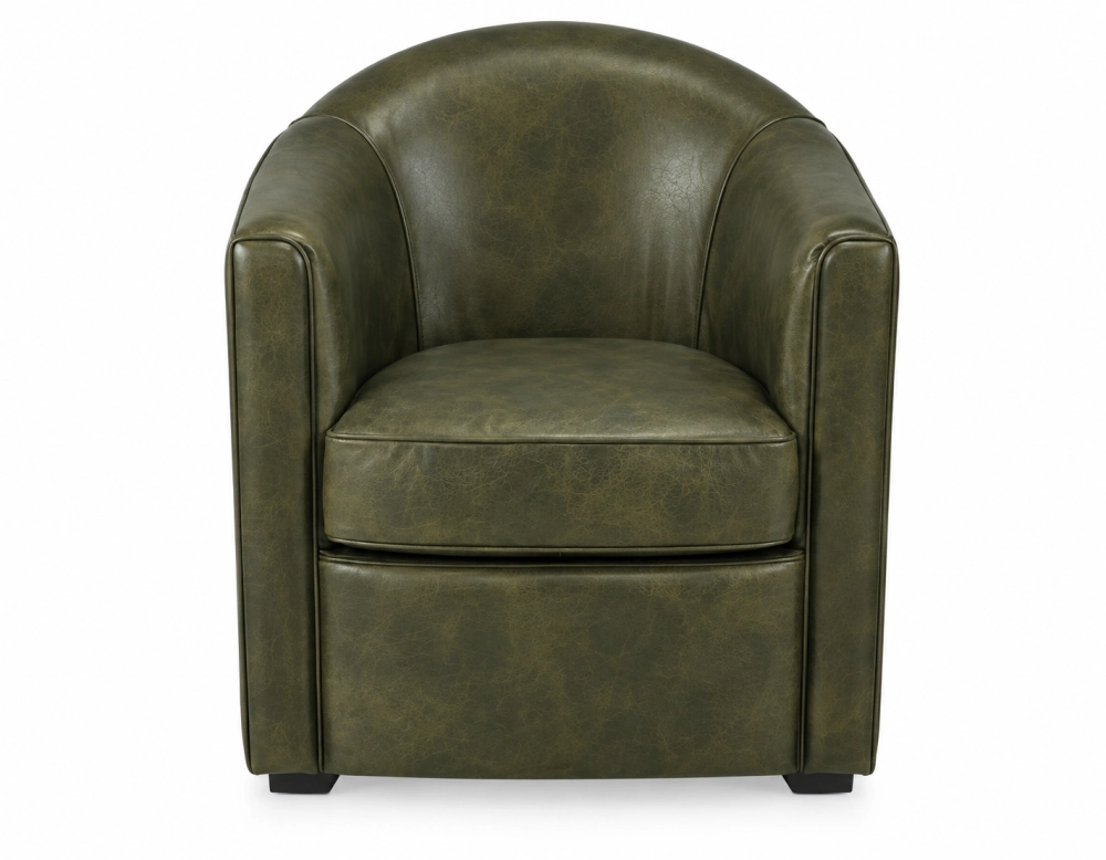 Leather club armchair olive green