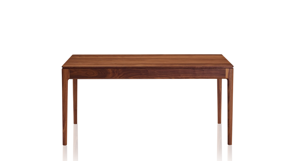 Table extensible en noyer 6 à 10 personnes avec plateau et allonges bois teinte naturelle 140x90 cm
