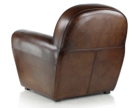 Sillón club de piel marrón intenso reposabrazos ribete