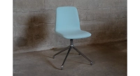 Chaise de bureau sans roulettes assise tissu bleu ciel