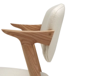 Chaise scandinave bois teinte naturelle assise tissu blanc cassé