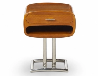 Art Deco bedside table métal et bois teinte merisier