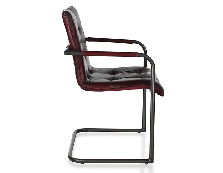 Fauteuil de bureau cuir rouge carmin