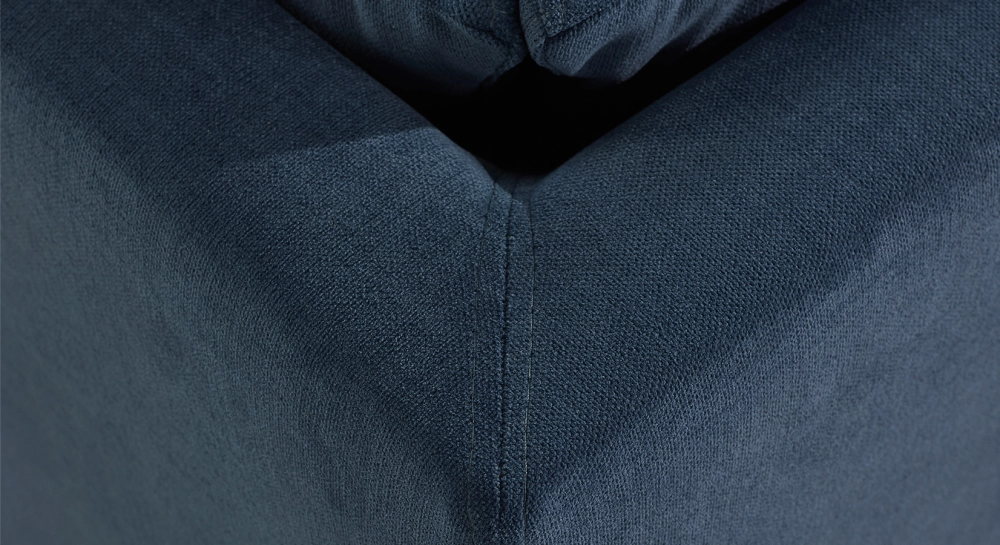 Canapé d'angle 7 places tissu bleu jean (3G - A - 3D)