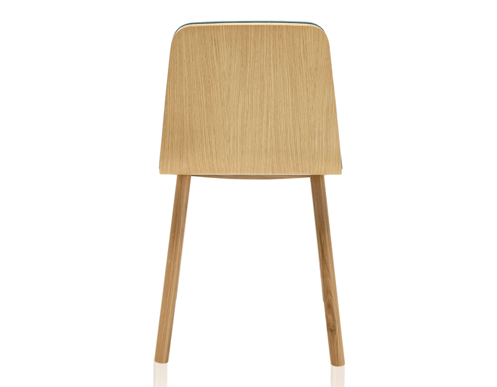 Silla de diseño de roble tapizada madera tinte natural asiento tejido azul océano