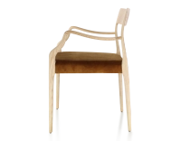 Chaise scandinave avec accoudoirs bois teinte naturelle assise tissu velours bronze