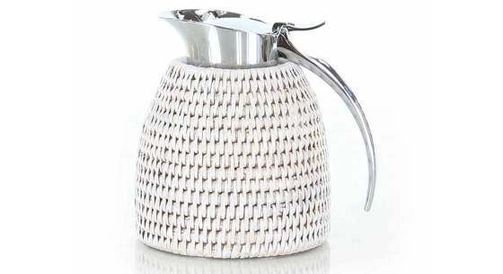 White rattan flask 0.3 litre