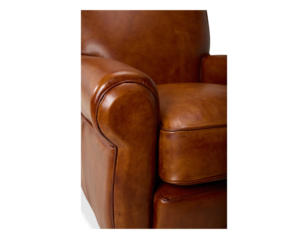 Fauteuil club cuir marron clair