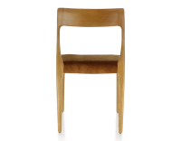 Chaise scandinave bois teinte merisier assise tissu velours bronze