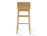 Oak bar stool H60 cm natural stained wood, ocean blue fabric seat