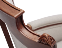 Sillón bergère estilo Luis XVI madera con tinte envejecido y tejido beige natural
