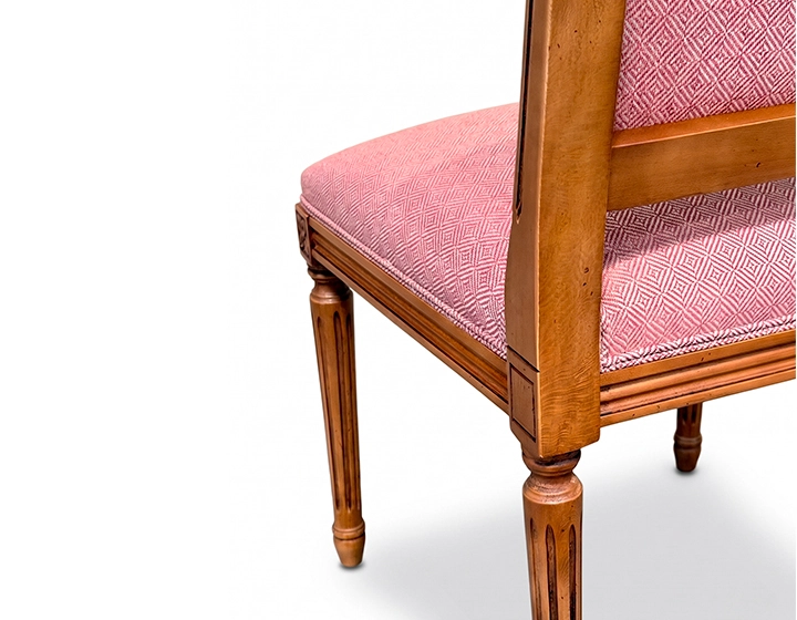 Louis XVI style antique chair cane back chair with fabric seat