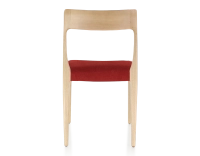 Chaise scandinave bois teinte naturelle assise tissu bordeaux