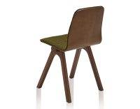 Silla de diseño de roble tapizada madera tintada marrón oscuro asiento tejido rizado verde
