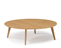 Table basse ronde en chêne plateau bois F1 teinte naturelle 100x100x30 cm