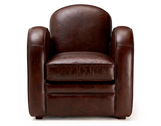 Fauteuil club cuir marron soutenu