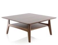 Table basse carrée en noyer teinte naturelle 100x100 cm