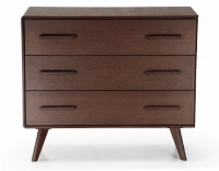 Commode 3 tiroirs en chêne bois teinte marron foncé