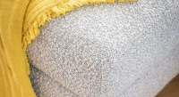 Canapé d'angle méridienne droite 4 places tissu bouclé taupe clair (2G - MD)
