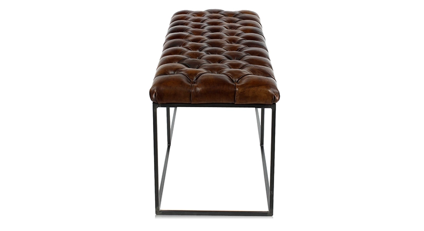 Banc Chesterfield cuir marron soutenu