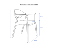 Chaise design avec accoudoirs bois teinte naturelle et tissu orange brulé