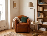 Fauteuil club cuir cognac