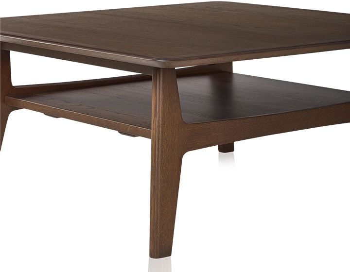 Table basse carrée en chêne teinte marron foncé 100x100 cm 100x100 cm