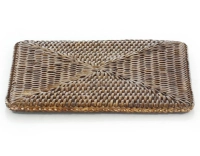 Dessous de plat carré en rotin brun