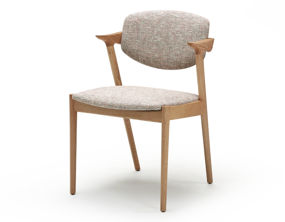 Chaise scandinave bois teinte naturelle assise tissu fusion