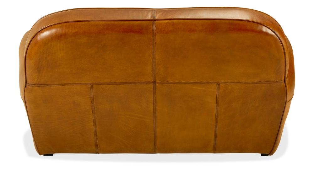 2 seater leather club sofa cognac studded armrests