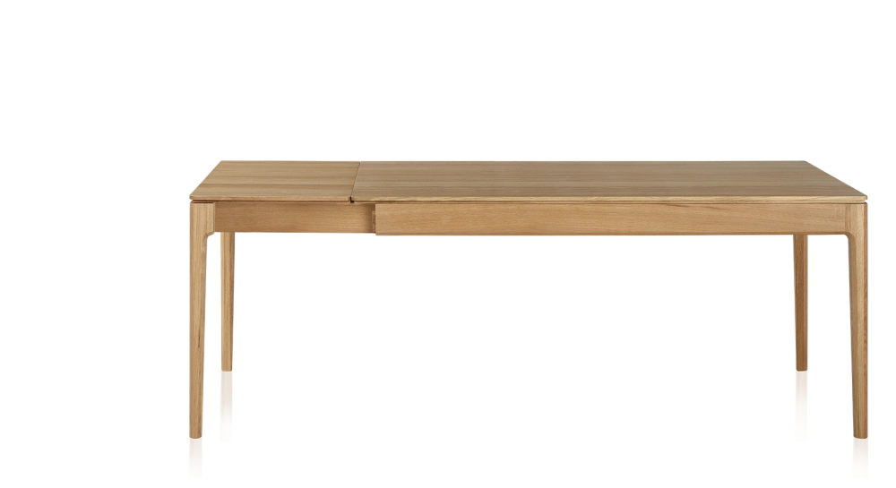 Mesa extensible de 8 a 14 personas de roble con tablero y extensiones de madera en tinte natural 210x100 cm