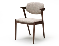 Chaise scandinave bois teinte marron foncé assise tissu fusion