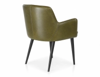 Chaise vintage avec accoudoirs cuir vert olive