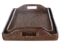 Bandeja de servicio rectangular de ratán marrón modelo pequeño