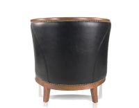 Antique armchair with moulded armrests bois teinte ancienne et cuir noir