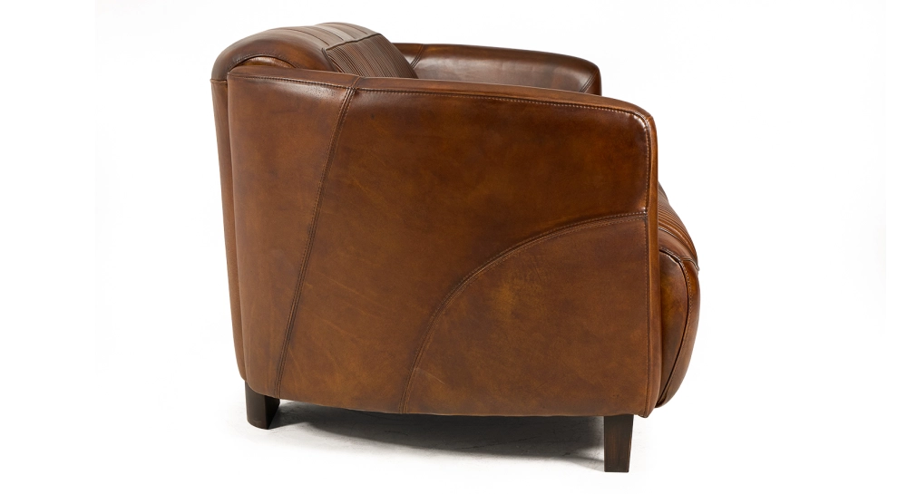 Canapé club cuir 3 places marron vintage