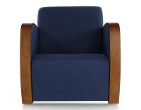 Sillón de diseño madera tintada cerezo y tejido azul marino