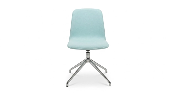 Silla de oficina sin ruedas asiento de tejido azul cielo