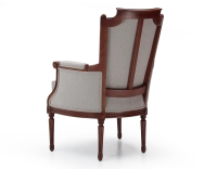 Sillón bergère estilo Luis XVI madera con tinte envejecido y tejido beige natural