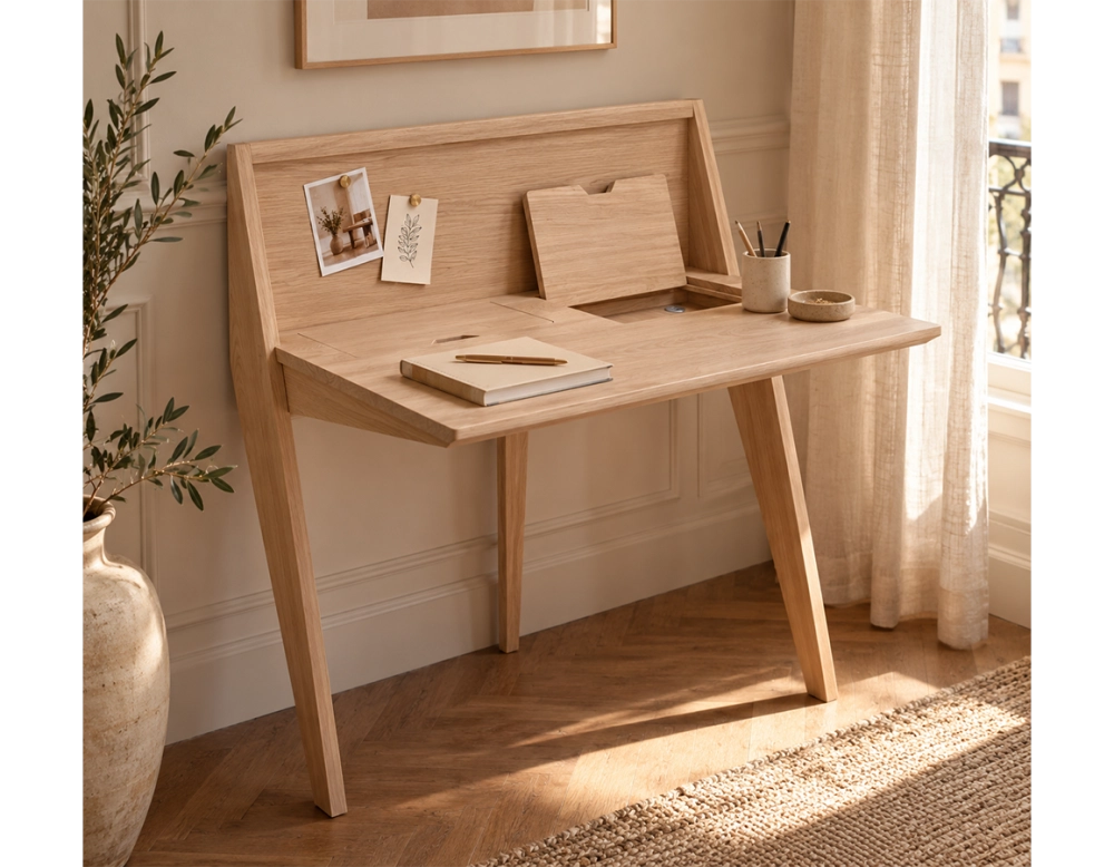 Bureau design en chêne teinte naturelle