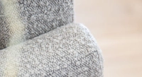 Canapé d'angle méridienne droite 4 places tissu bouclé taupe clair (2G - MD)