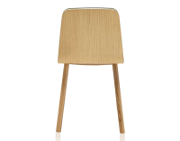 Silla de diseño de roble tapizada madera tinte natural asiento tejido azul océano