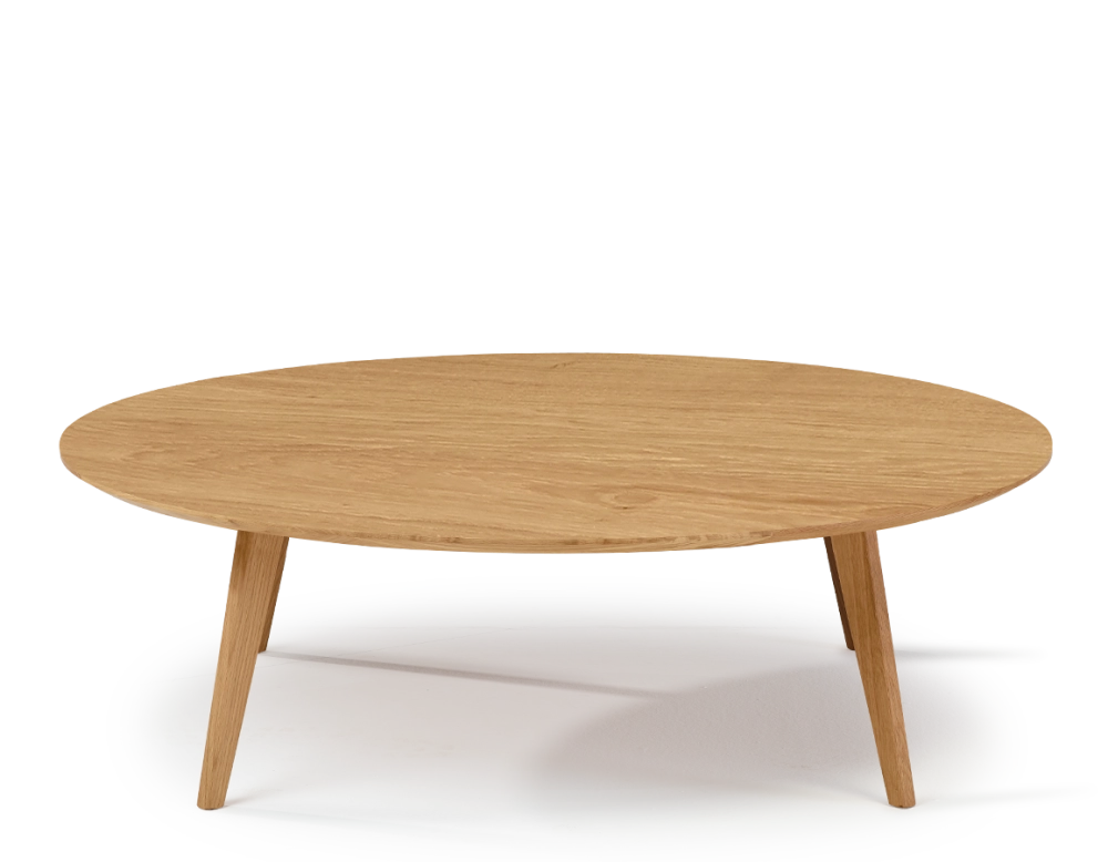 Table basse ronde en chêne plateau bois F1 teinte naturelle 100x100x30 cm