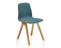 Silla de diseño de roble tapizada madera tinte natural asiento tejido azul océano